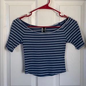 Windsor blue and white striped crop top